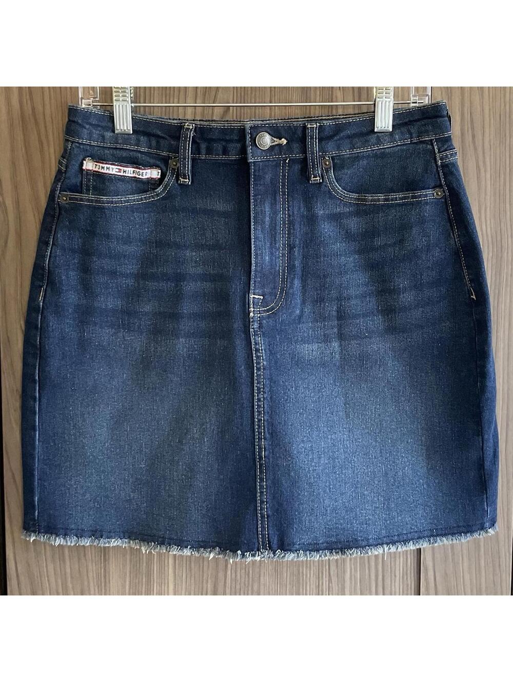 NWOT Tommy Hilfiger Womens Dark Blue Jean Mini Skirt Size 8